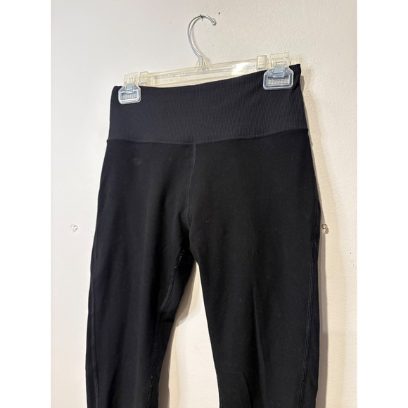 Alo Yoga Black Ribbed Waist High Waist Athletic Leggings Women's M Athleisure - Picture 2 of 6